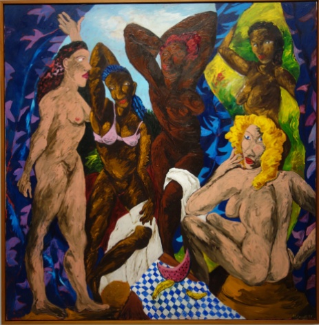 Robert Colescott - Les demoiselles d'Alabama (dénudées) - (acrylique sur toile - 1985)