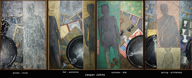 Le cycle des Quatre saisons de Jasper Johns puise son iconographie dans L'ombre, et dans Le minotaure à la carriole. Jasper Johns peint ses Quatre Saisons à un moment charnière de son existence. Il fait de ses tableaux la somme de son oeuvre passé, une méditation sur le passage inexorable du temps (encaustique sur toile - 1985-1986)