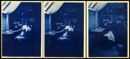 Charles Jeandel - Femme assise, (nue) (en corset) (vétue) dans l'atelier de l'artiste - entre 1890 et 1900